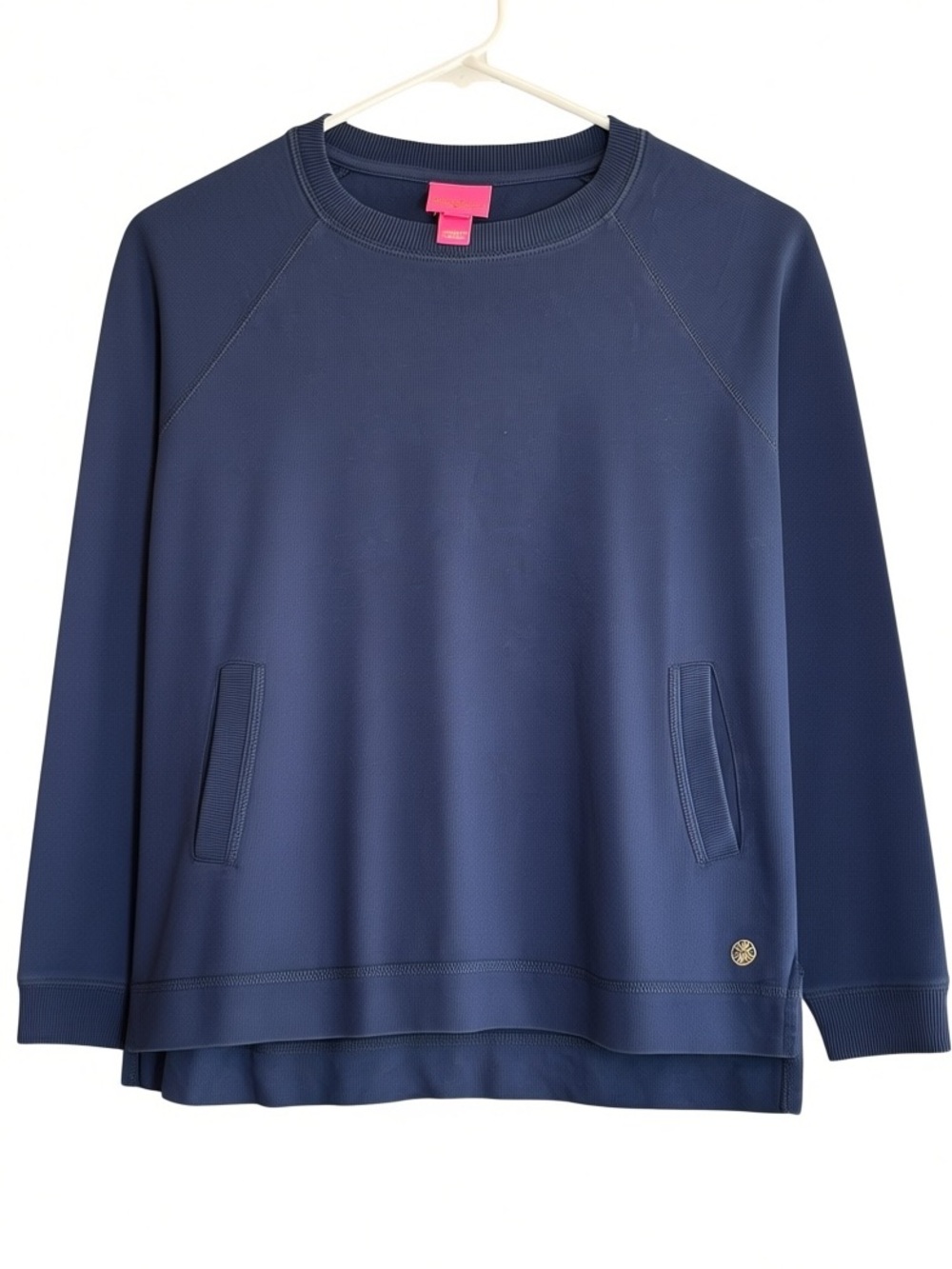 Lilly Pulitzer Girls XL 12-14 Navy Blue Pullover Sweatshirt Pockets